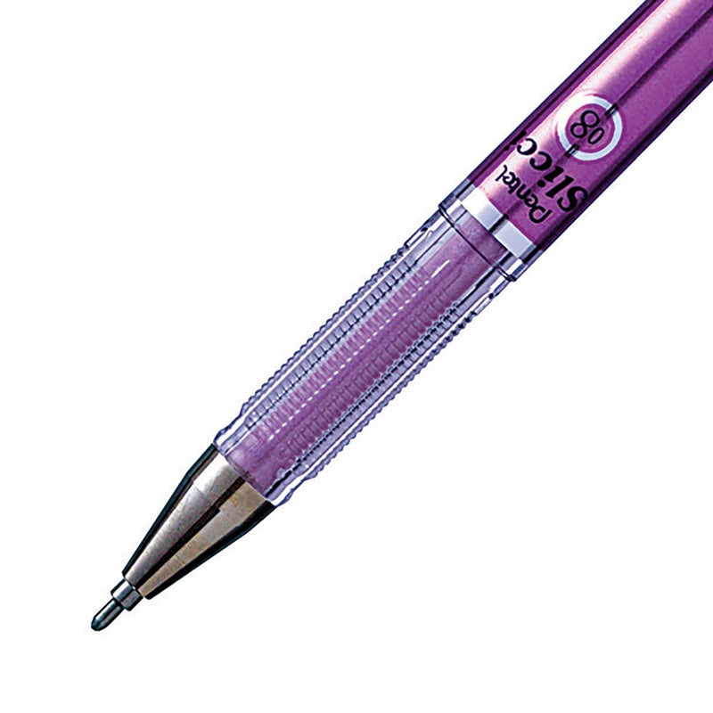 بنتل قلم جل برأس إبرة 0.8 مم من Pentel Arts Slicci Metallic، حبر بنفسجي معدني، صندوق من 12 (BG208-MV) - Image 5